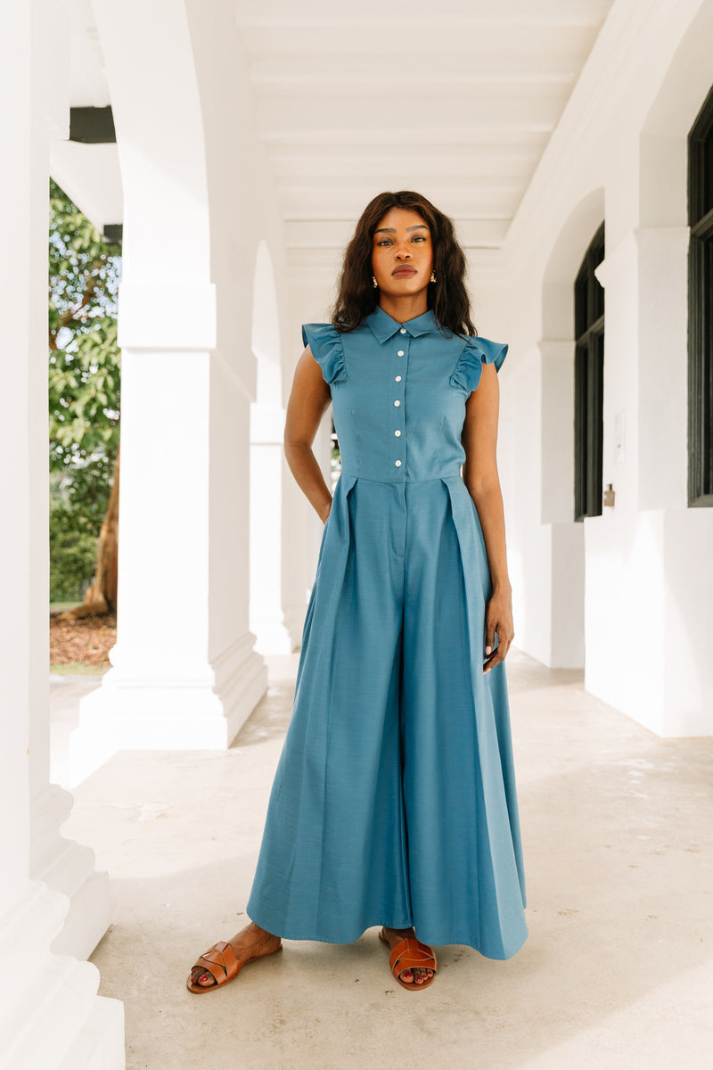 Athena Jumpsuit in Cobalt Blue – One Puram