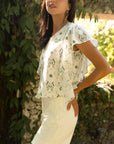 Ruffle Blouse in Verde Foliage