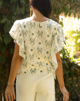 Ruffle Blouse in Verde Foliage