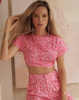 RUMI CROP TOP IN PINK ARABESQUE