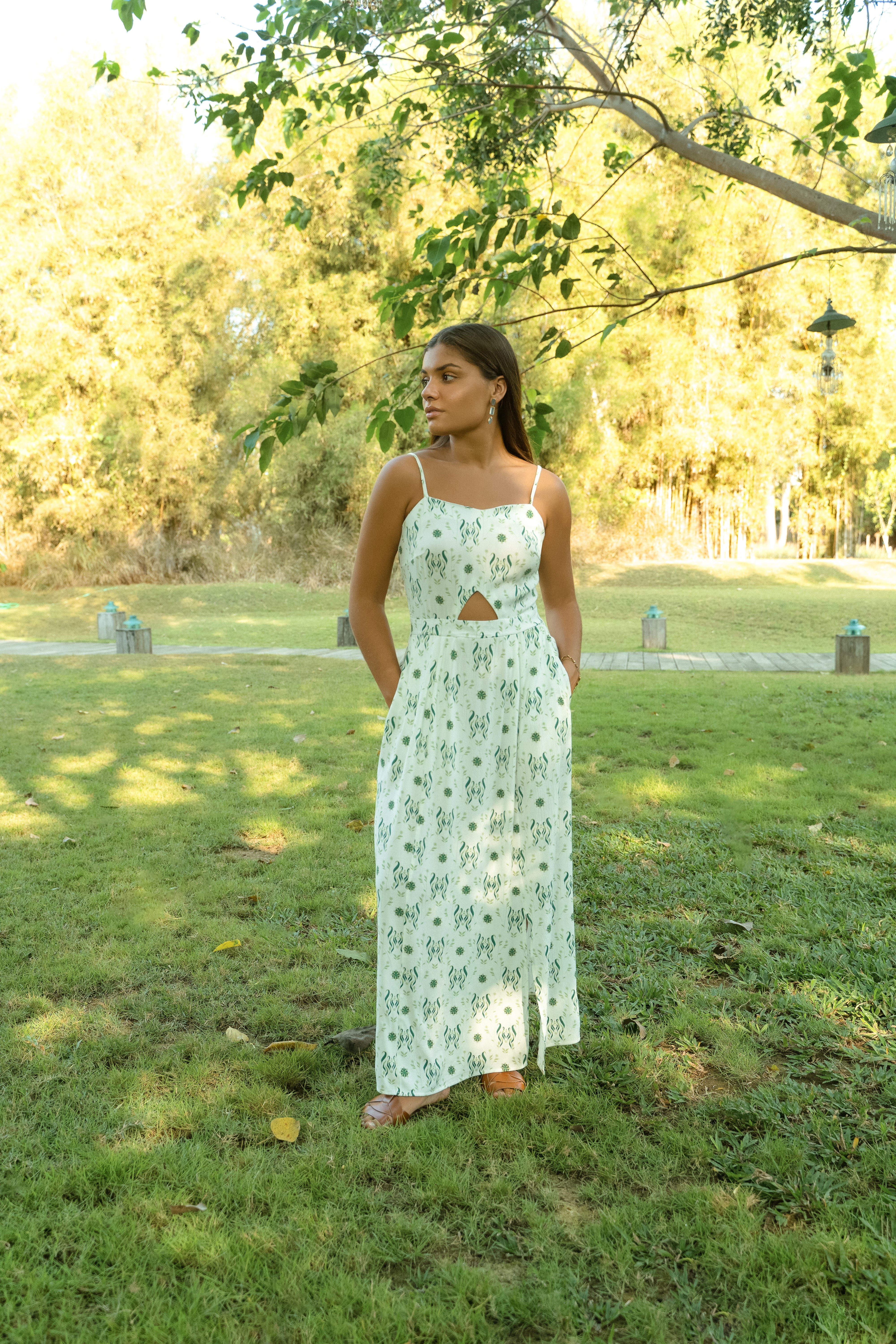 Cruise Dress in Verde Foliage