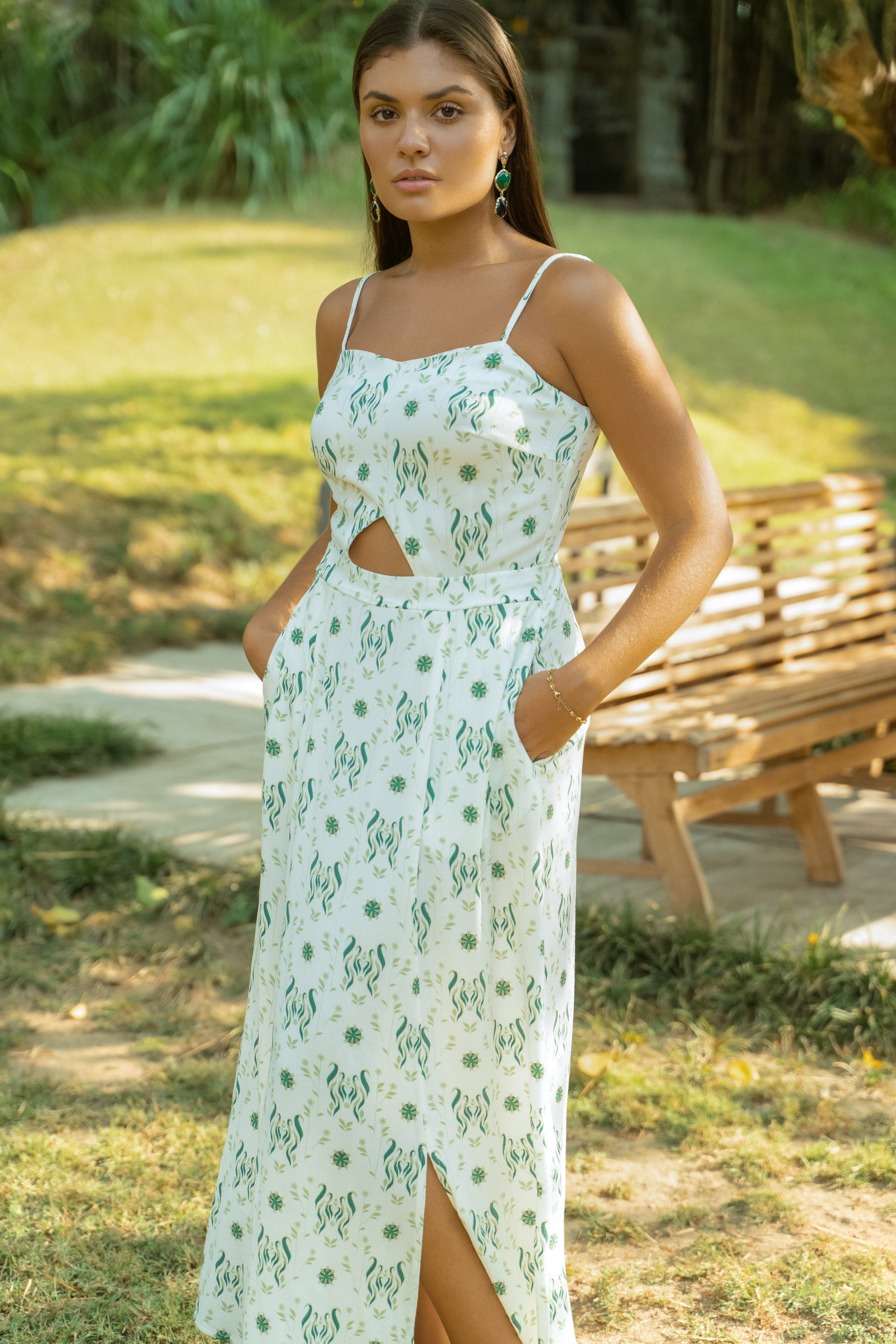 Cruise Dress in Verde Foliage